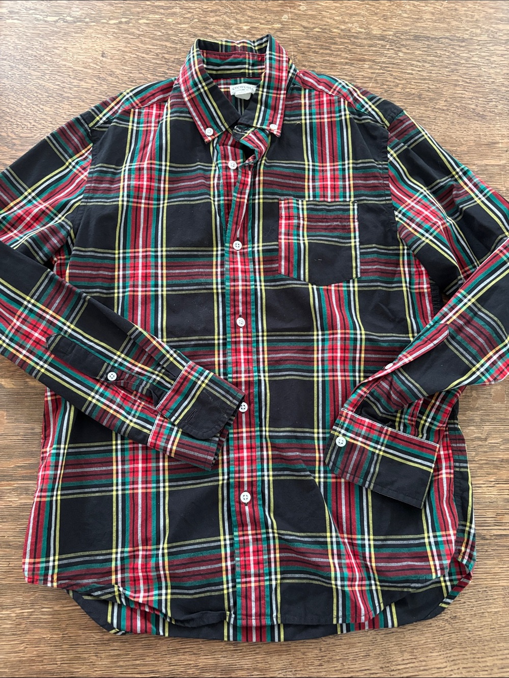 Crewcuts Black Red Green Yellow Plaid Button-Down Shirt